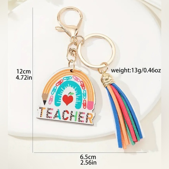 Teacher Rainbow Tassel Keychain - Picture 3 of 3